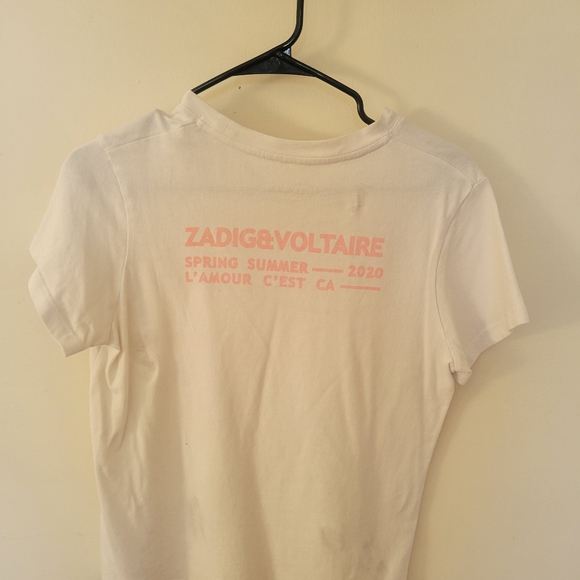 Zadig & Voltaire Graphic Tee White Pink Print Size S GUC - Picture 5 of 6